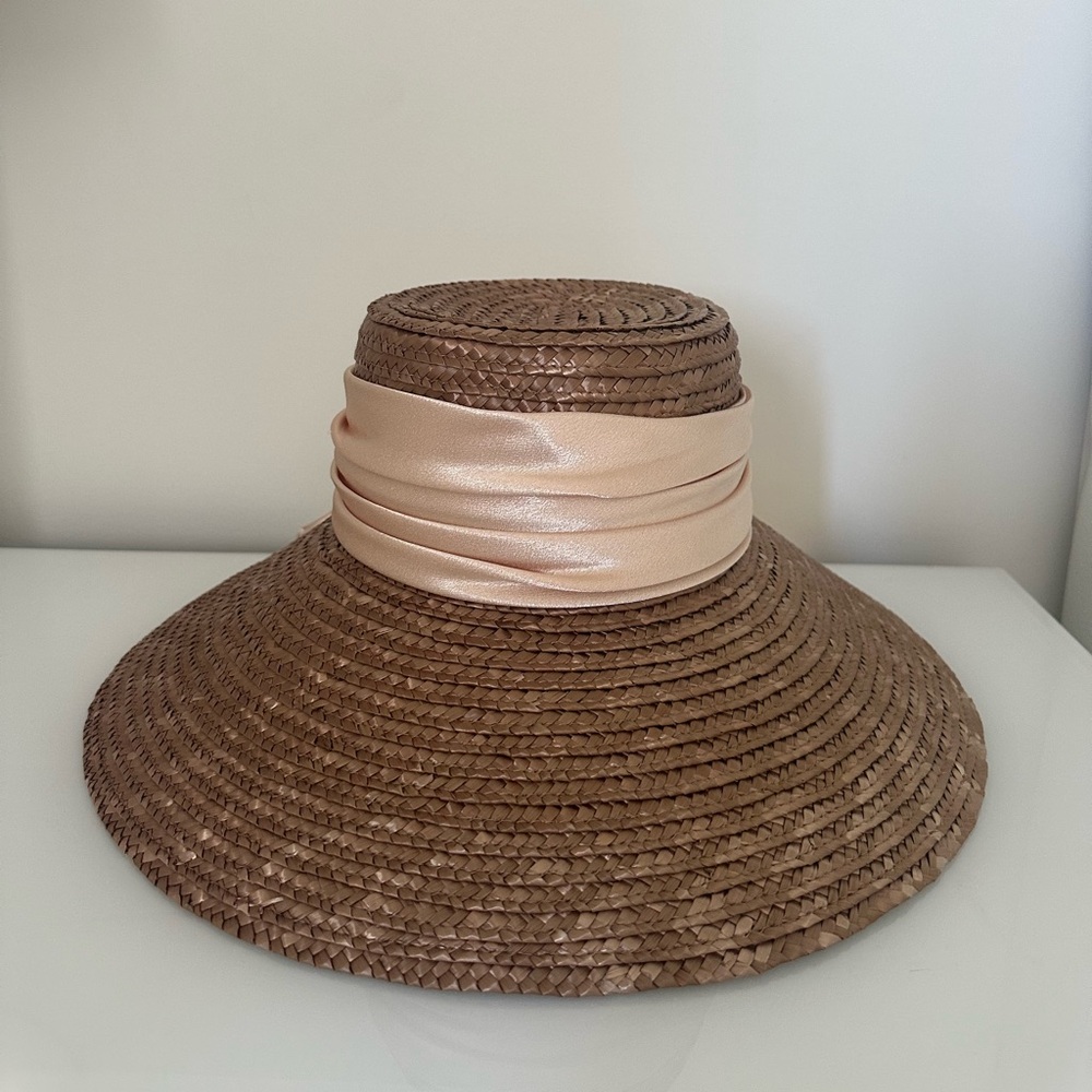 Eugenia Kim Brown Straw Hat with Cream Ribbon